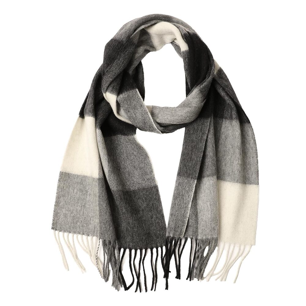 3858 100% Merino Wool Plaid Tassel Scarf and  Winter Warm Long Scarves